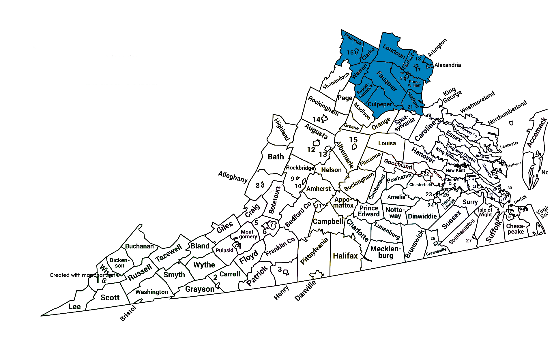 Mapa del área de Amy Moore