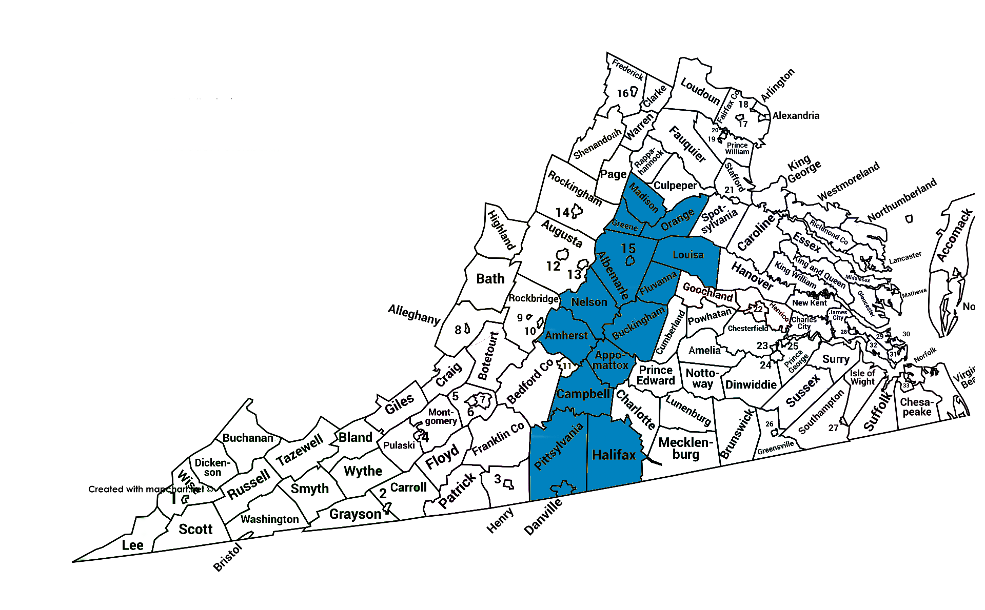 Mapa del área de Kelsey Harris