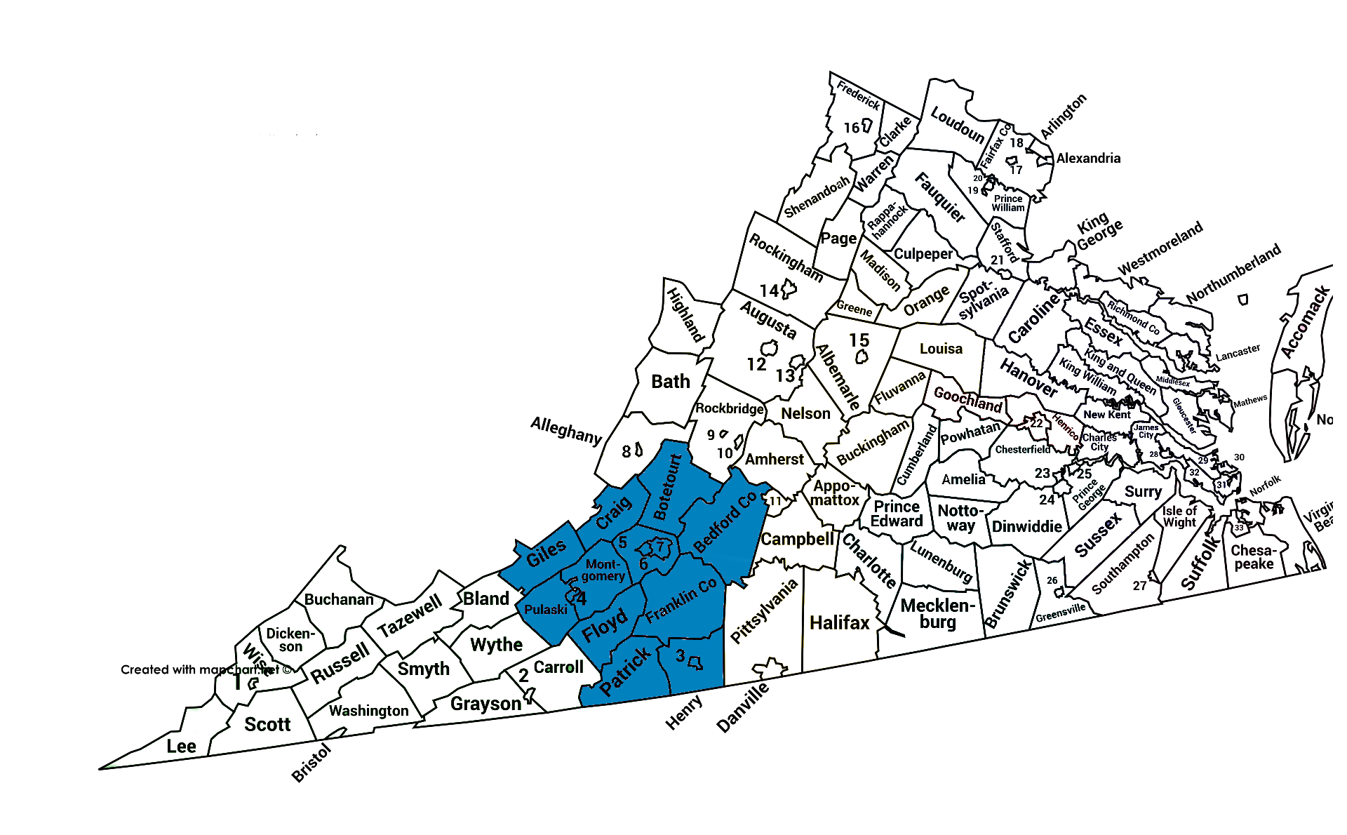 Mapa del área de Susan Perry